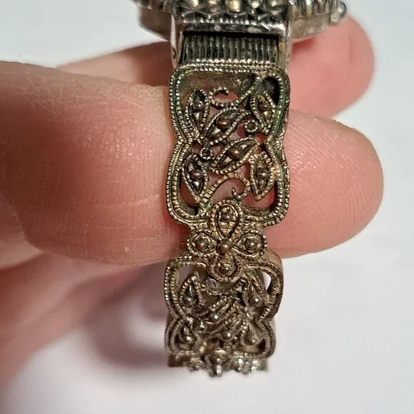 silver tone women's clamp bracelet watch - Picture 4 of 8